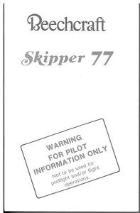 New Beechcraft Skipper 77 Pilot Information Manual, p/n BAC-408 FTM